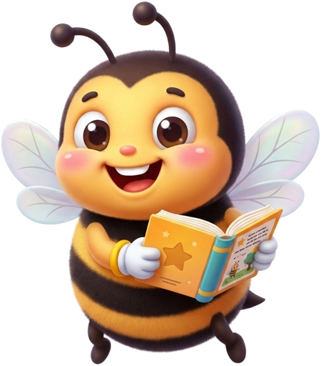 Qiwibee bee reading a book